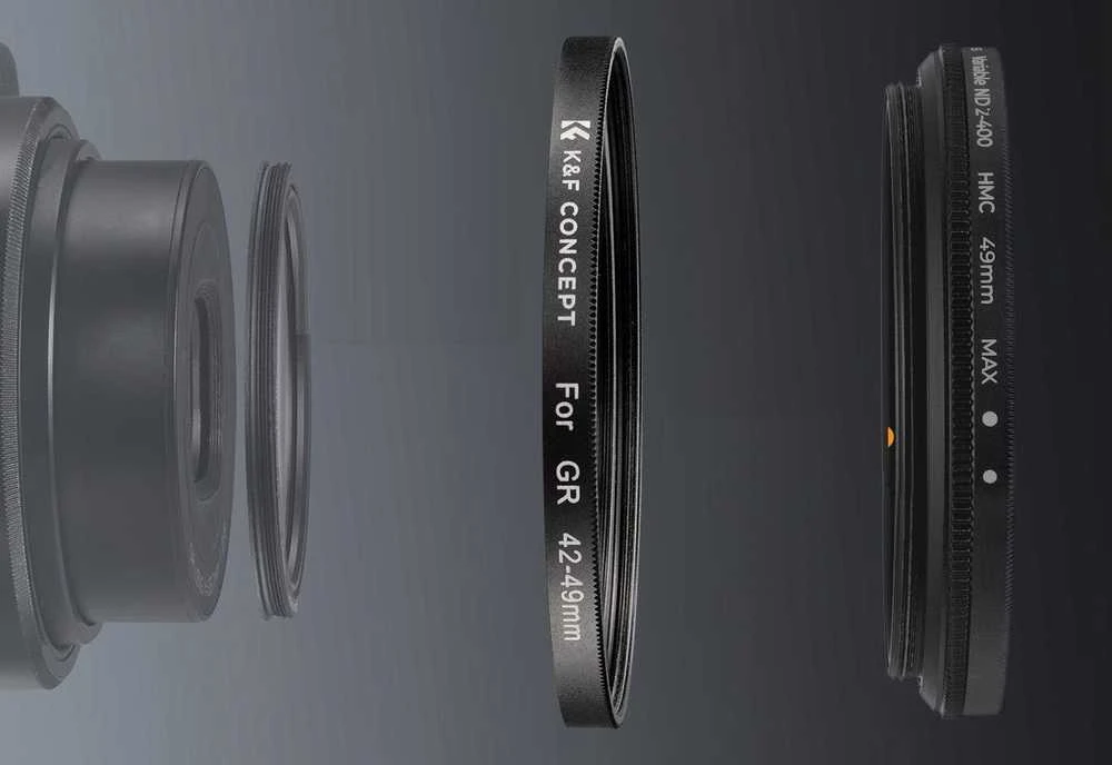K&F adapteris redukcinis žiedas 42mm-49mm, skirtas Ricoh GR II III IIIx + dangtelis / SKU.2328
