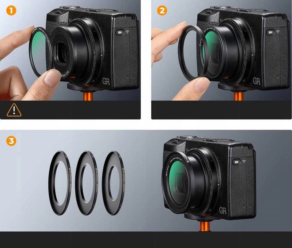 K&F adapteris redukcinis žiedas 42mm-49mm, skirtas Ricoh GR II III IIIx + dangtelis / SKU.2328