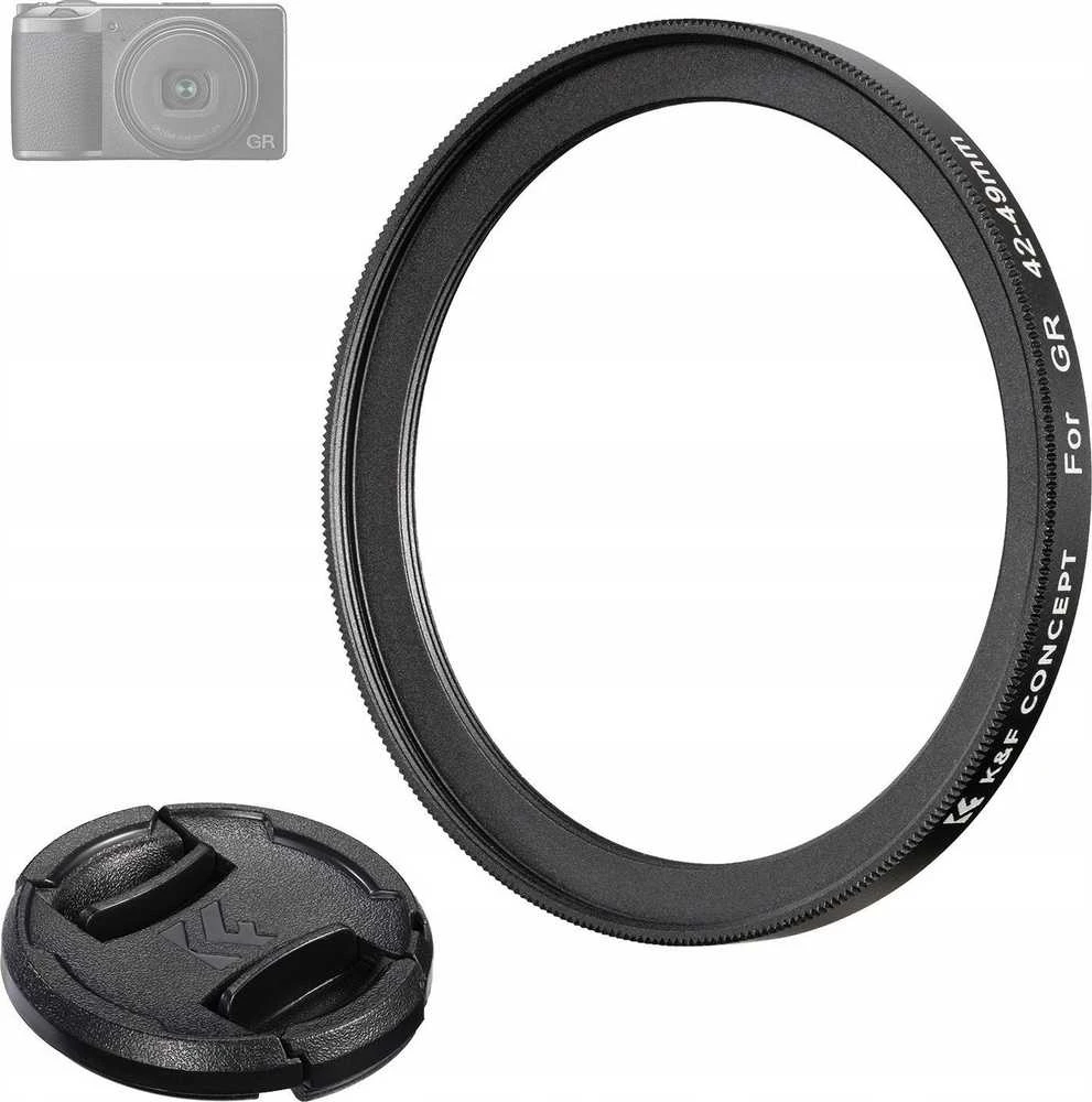 K&F adapteris redukcinis žiedas 42mm-49mm, skirtas Ricoh GR II III IIIx + dangtelis / SKU.2328