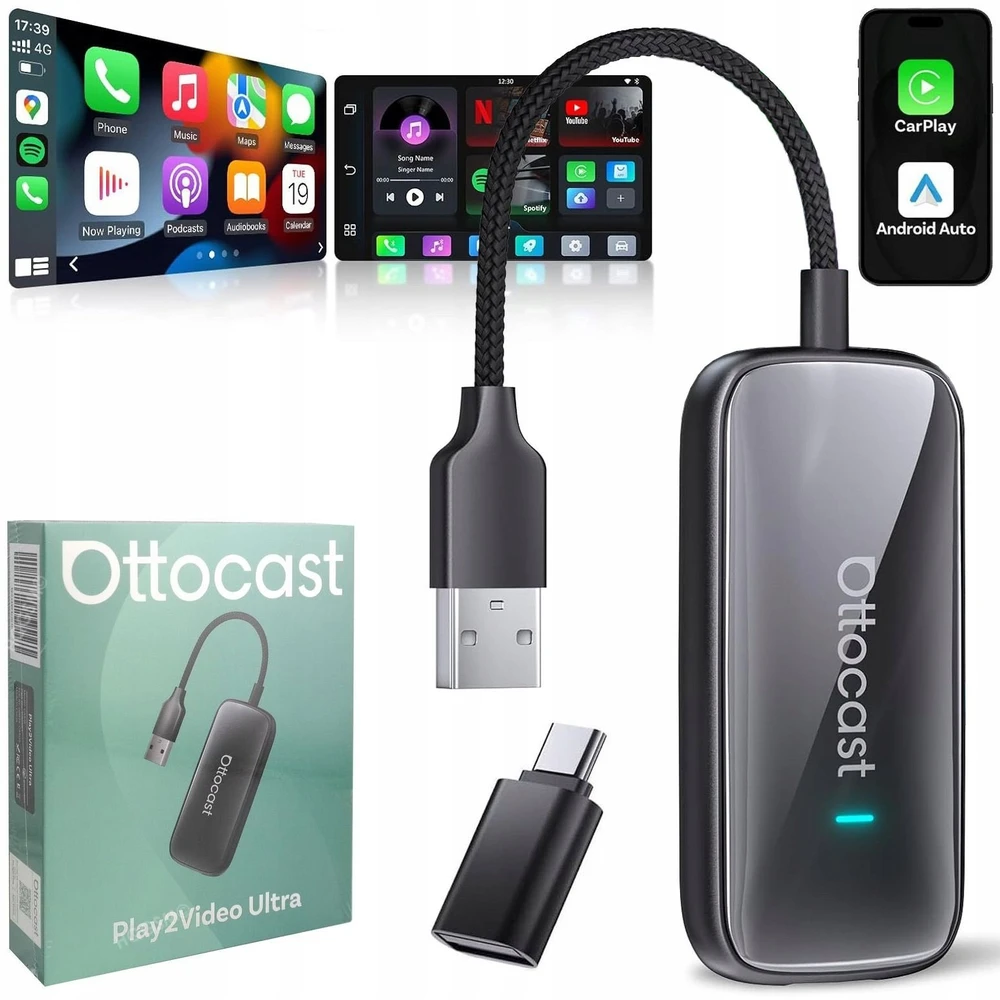 Ottocast CA515-T Play2Video Ultra Android Multimedia Box juoda