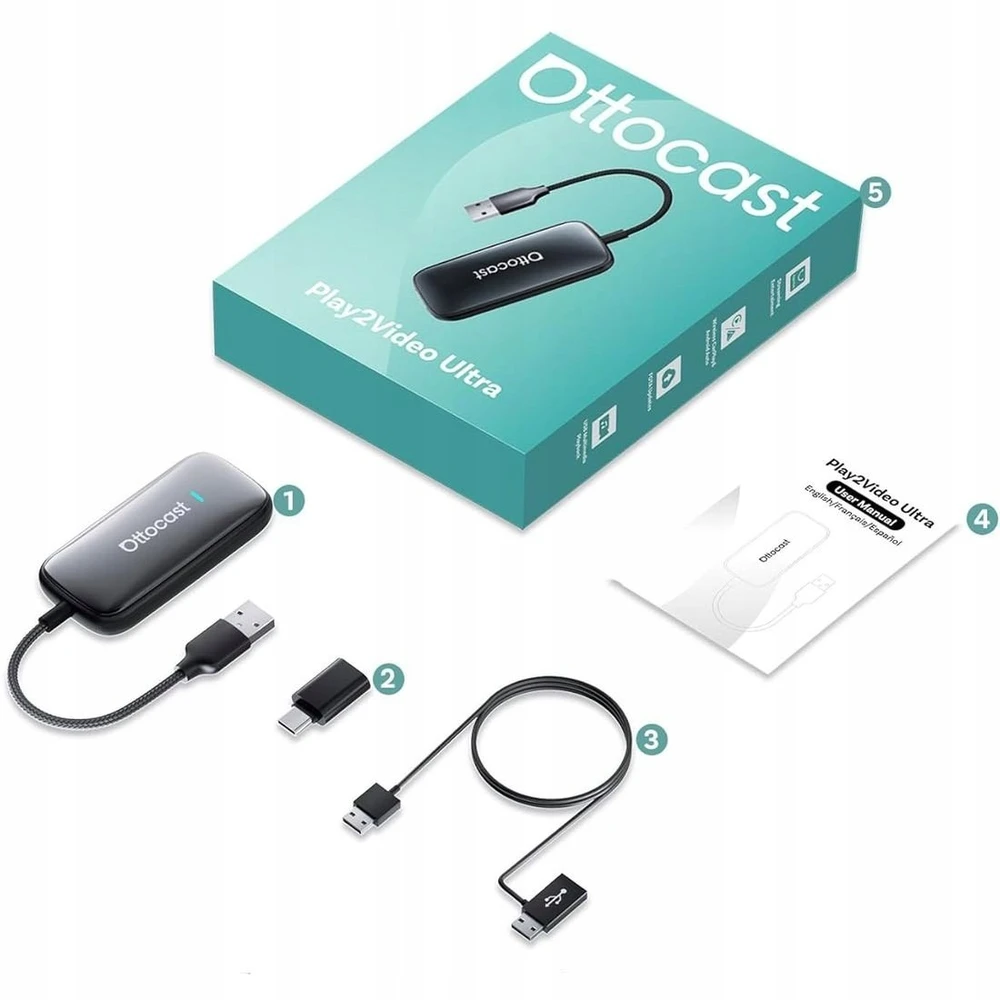 Ottocast CA515-T Play2Video Ultra Android Multimedia Box juoda