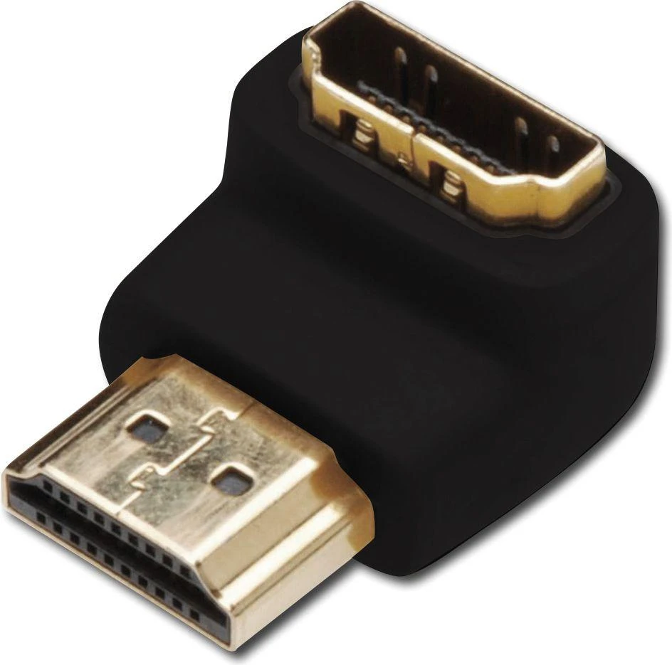 Assmann Electronic ASSMANN HDMI adapteris A tipo 90 laipsnių kampu M/F Ultra HD 60p bl auksinis