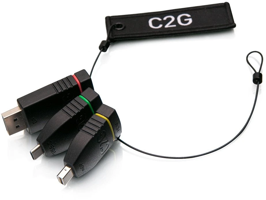 C2G universalus 4K HDMI® adapterio žiedas su spalvomis koduotu „Mini DisplayPort™“, „DisplayPort“ ir USB-C®, 3x HDMI, „Mini DisplayPort“, „DisplayPort“, USB C, juodas