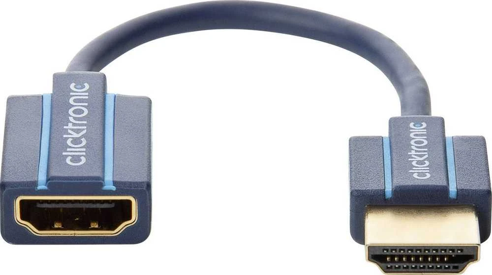 ClickTronic HQ OFC HDMI didelės spartos plėtinys su eternetu, paauksuotas galas, 3D, 10 cm