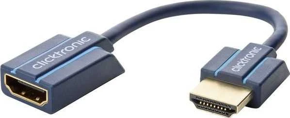 ClickTronic HQ OFC HDMI didelės spartos plėtinys su eternetu, paauksuotas galas, 3D, 10 cm