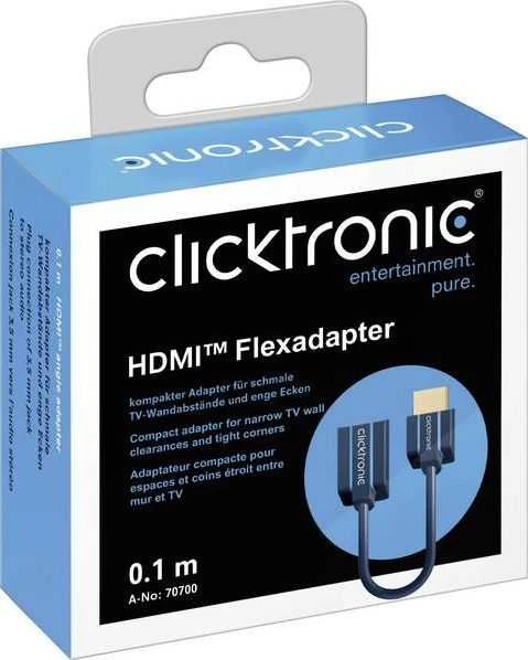 ClickTronic HQ OFC HDMI didelės spartos plėtinys su eternetu, paauksuotas galas, 3D, 10 cm