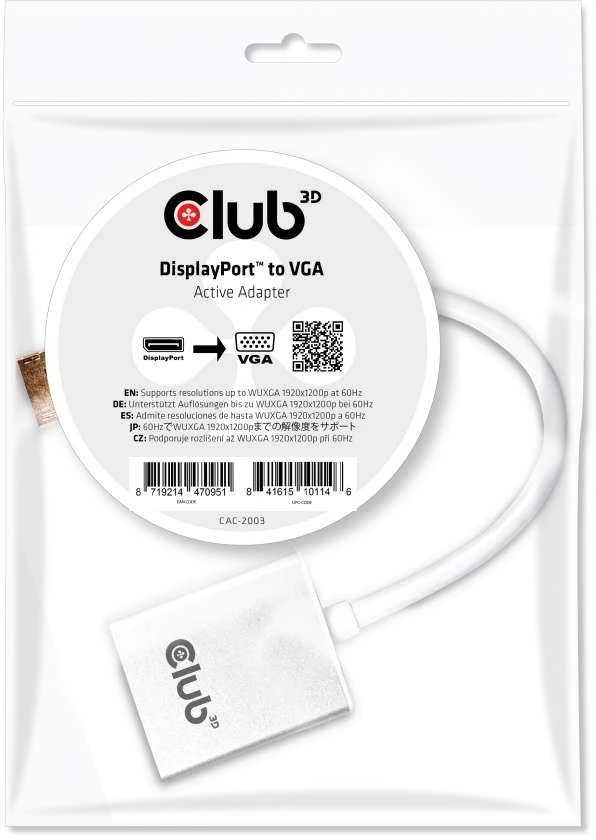 CLUB 3D Displayport prie VGA Active Adapte