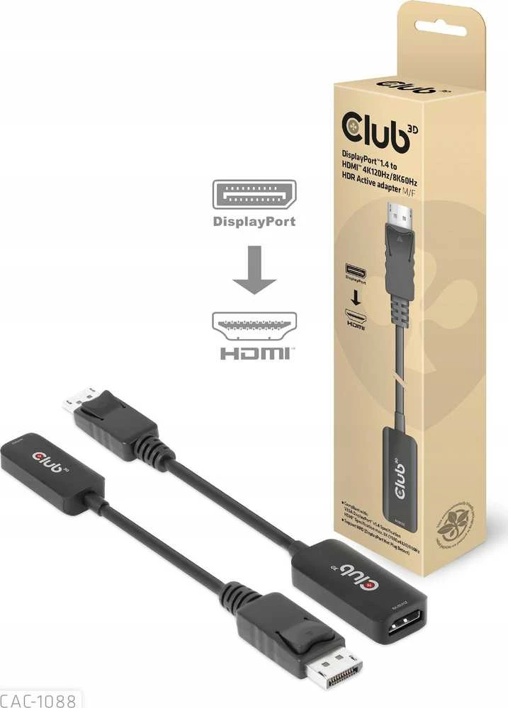 Club 3D CLUB3D CAC-1088 kabelio adapteris 0.21m DisplayPort HDMI juodas