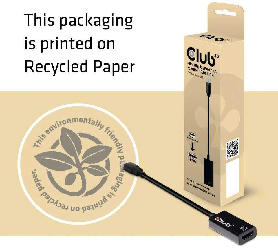 Club 3D CLUB3D Mini DisplayPort 1.4 į HDMI 2.0b HDR aktyvus adapteris