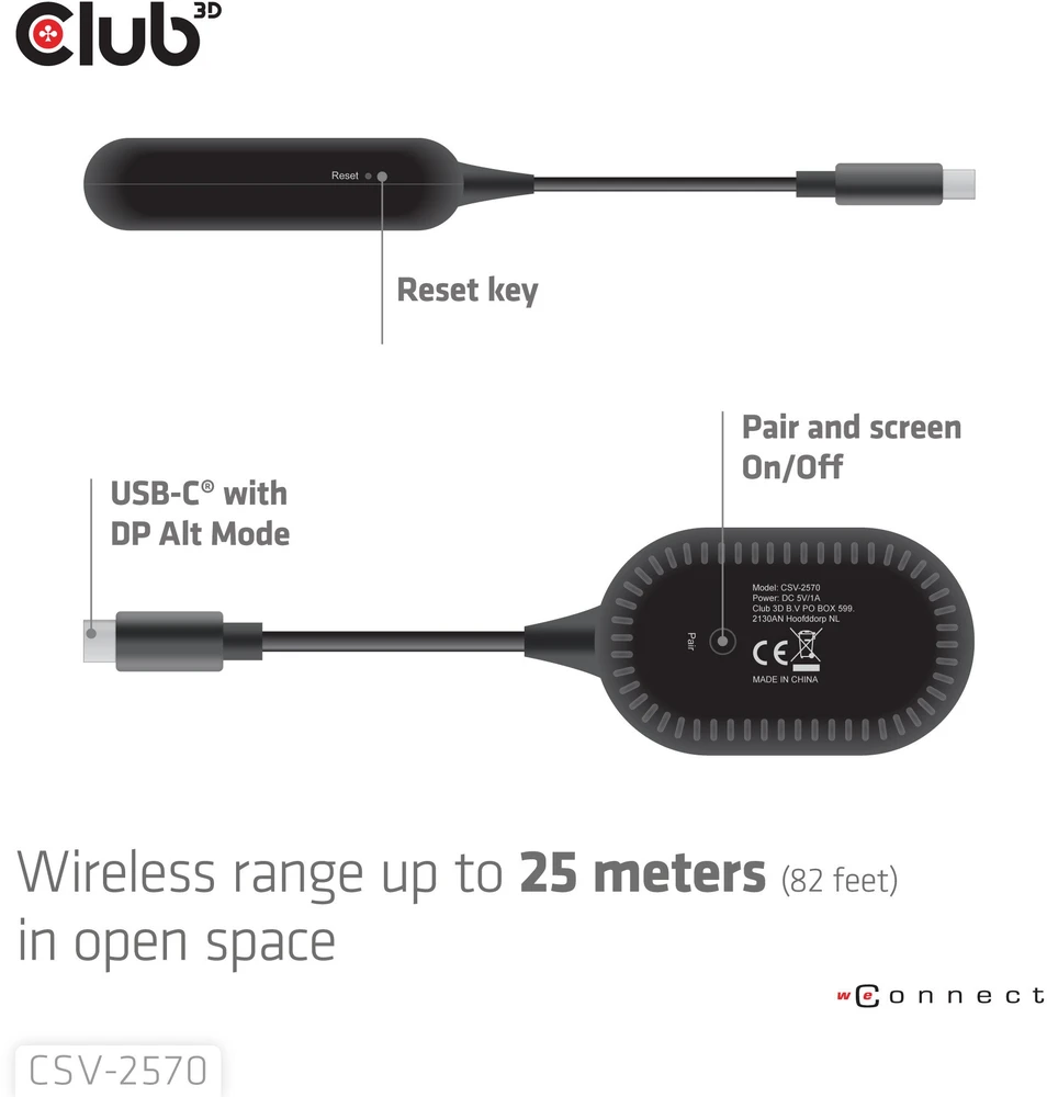 Club 3D Adapteris AV CLUB3D CSV-2570 koncentratorius USB Type-C