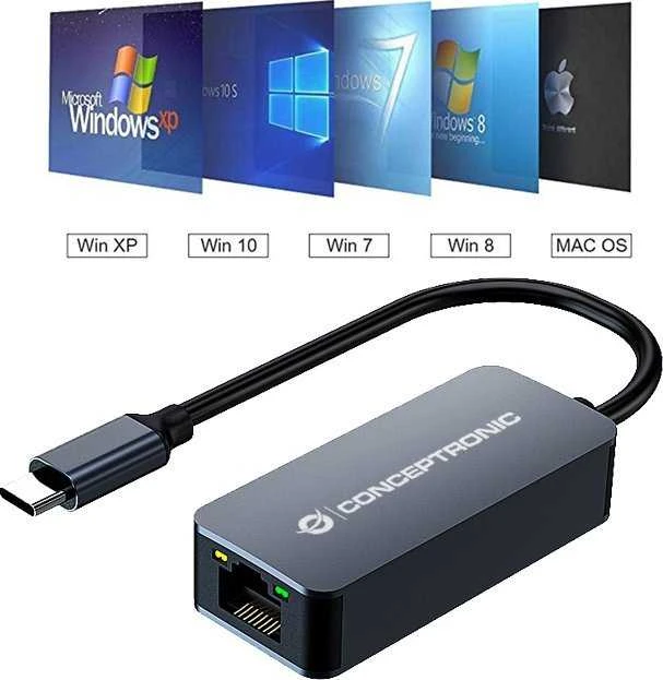 Conceptronic USB-C į RJ45 adapteris su OS suderinamumu