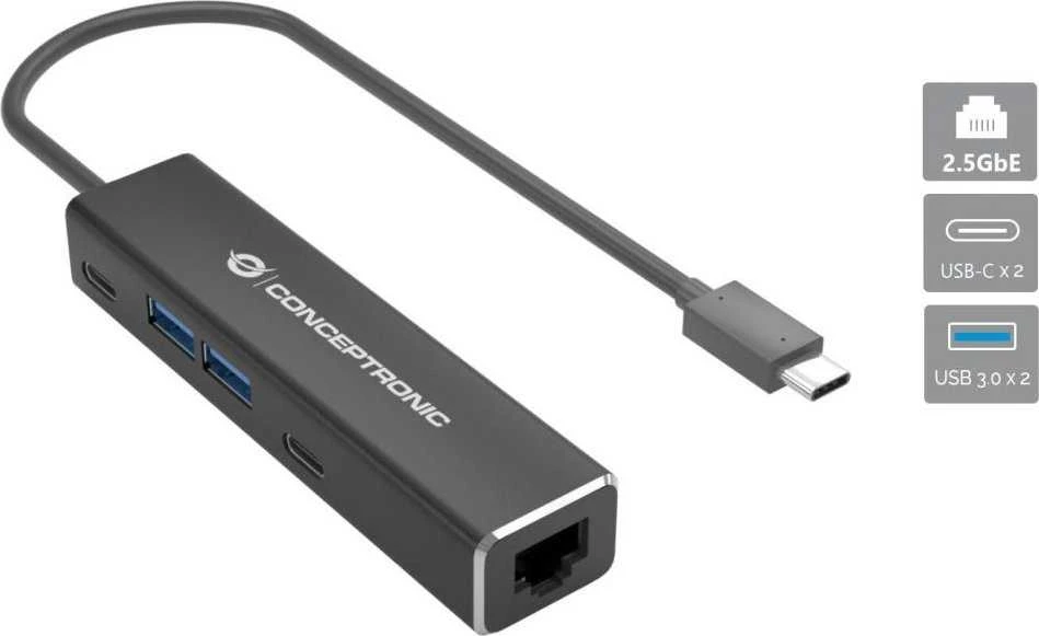 Carruzzo Conceptronic ABBY14B knyginių kompiuterių dokas / jungčių replikatorius Vielinis USB 3.2 Gen 1 (3.1 Gen 1) Type-C Pilka