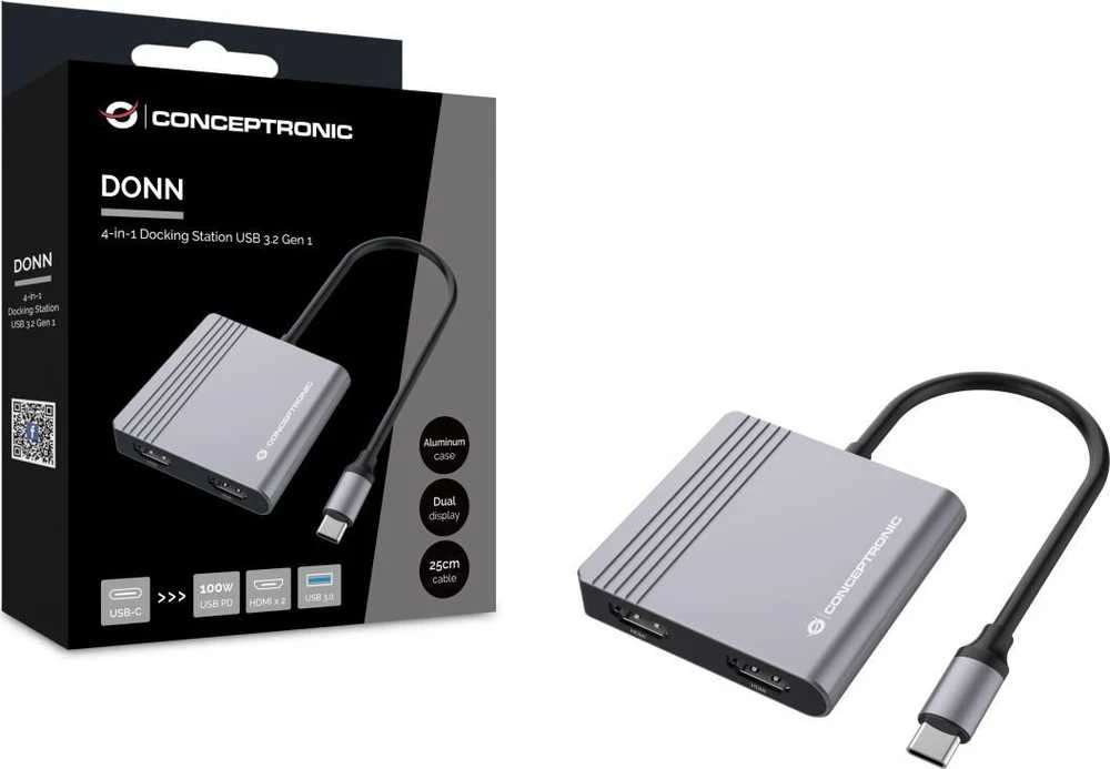 CONCEPTRONIC Adapteris USB-C->2xHDMI,USB