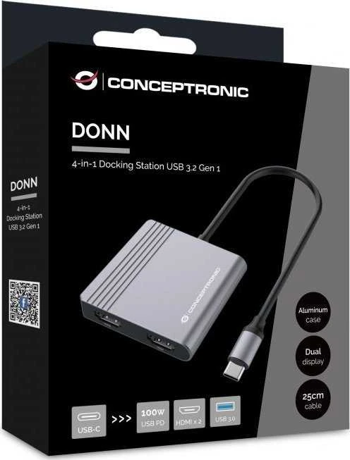 CONCEPTRONIC Adapteris USB-C->2xHDMI,USB