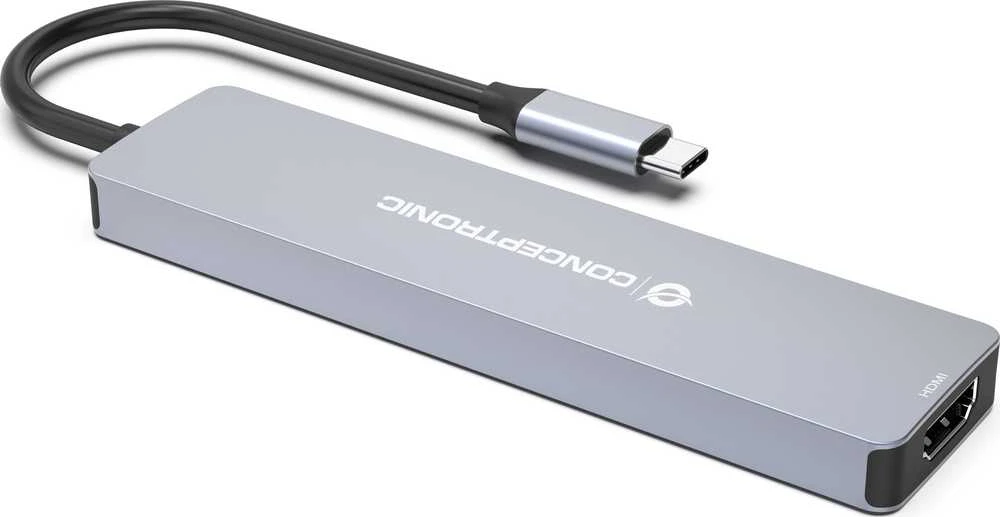 Conceptronic 7-in-1 USB-C adapteris, pilkas