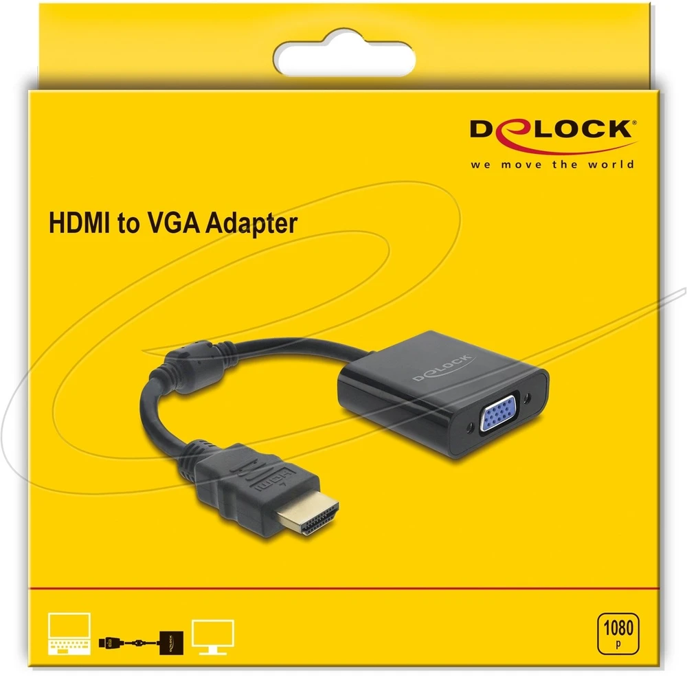Adapteris AV Delock Adapteris HDMI wtyk do gniazda VGA juoda