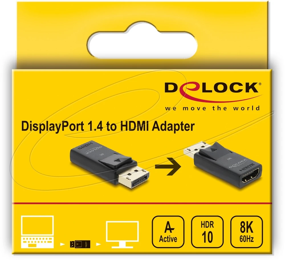 Delock Active DisplayPort 1.4 į HDMI adapterį 8K su HDR funkcija