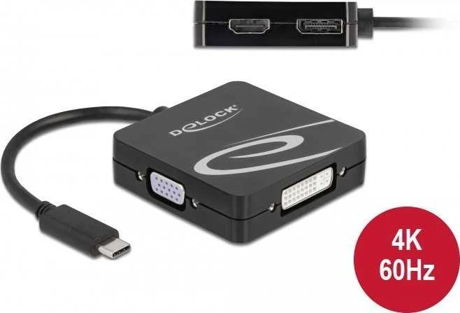 Delock USB Type-C™ adapteris, skirtas VGA, DVI, HDMI arba DisplayPort monitoriui