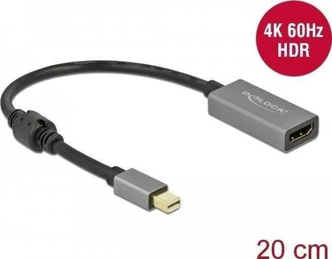 DLC DeLOCK 66570 vaizdo kabelio adapteris 0,2 m Mini DisplayPort HDMI A tipo (standartinis) Juoda, Pilka