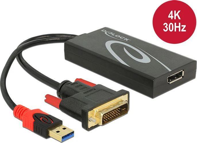 Delock DVI į DisplayPort adapteris su USB maitinimu