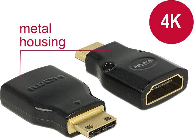 DELOCK Adapteriai Didelės spartos HDMI su Ethernet – HDMI Mini-C vyriškas > HDMI-A moteriškas 4K juodas