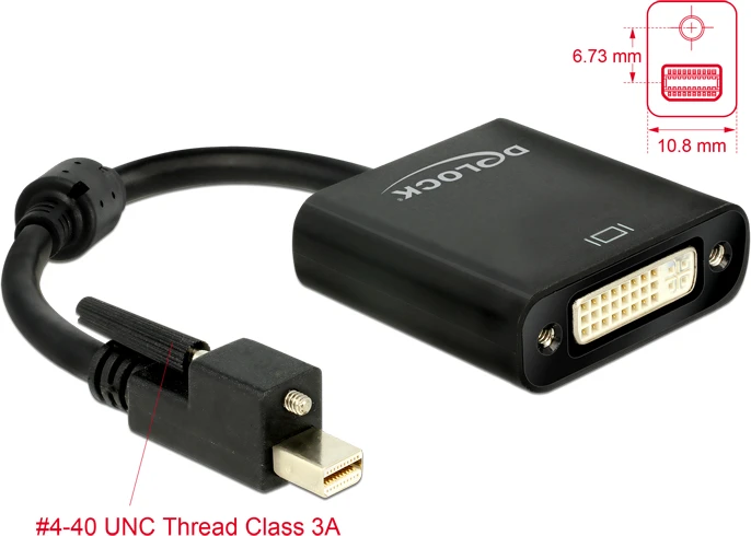 Mini DP į DVI adapteris su techniniais parametrais