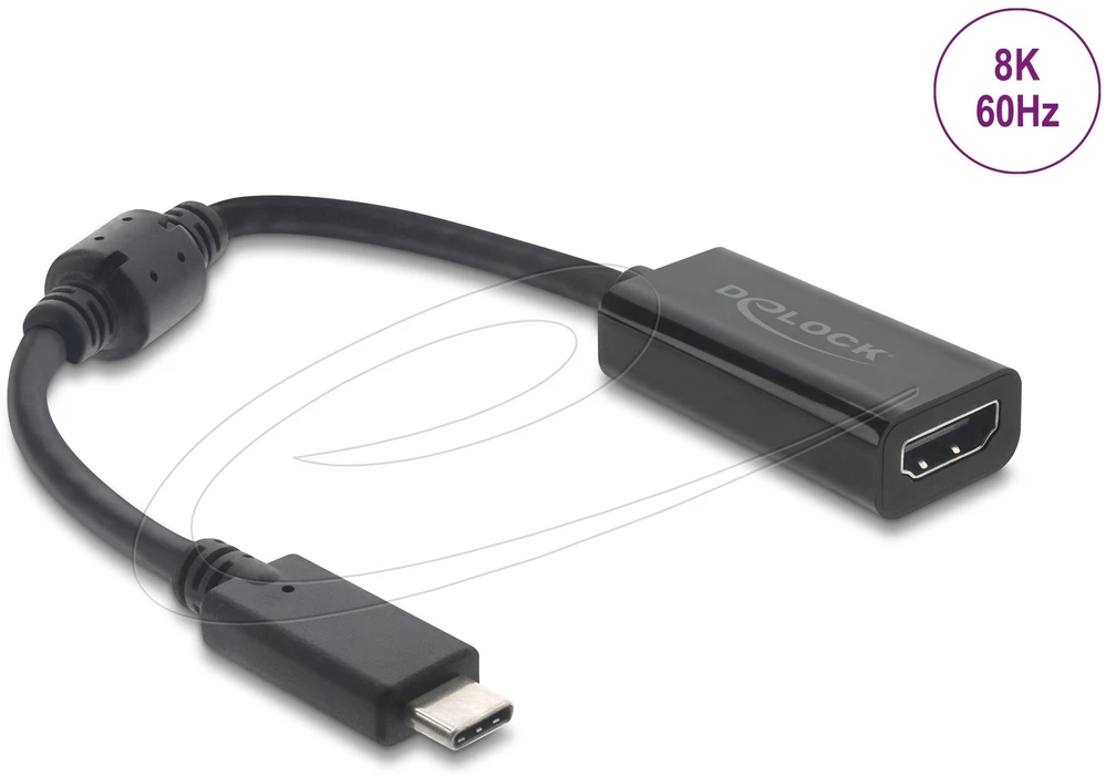 Adapteris AV Delock USB Type-C Adapteris do HDMI (DP Alt Mode) 8K 60 Hz su HDR i HDCP juoda