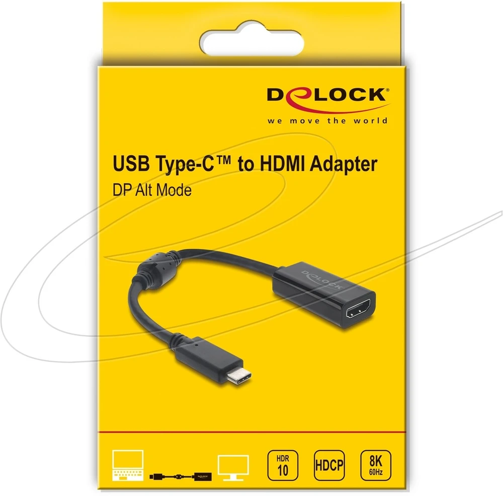 Adapteris AV Delock USB Type-C Adapteris do HDMI (DP Alt Mode) 8K 60 Hz su HDR i HDCP juoda