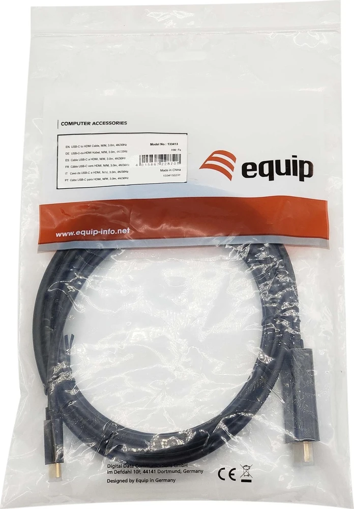Equip AV įrangos adapteris USB-C -> HDMI 4K30Hz 3.00m sw