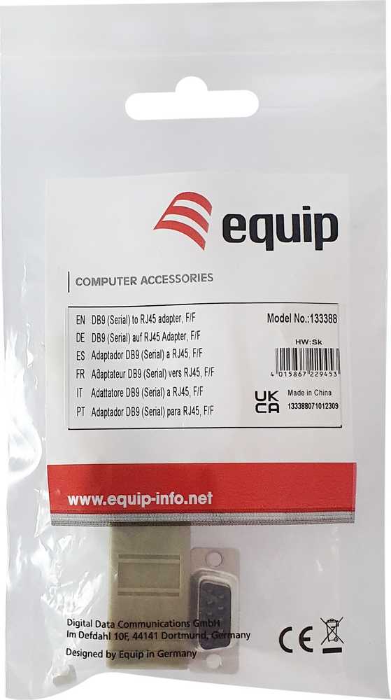 Adapteris AV Equip Equip Adapteris DB9 -> RJ45 Adapteris Bu/Bu TIA/EIA-561