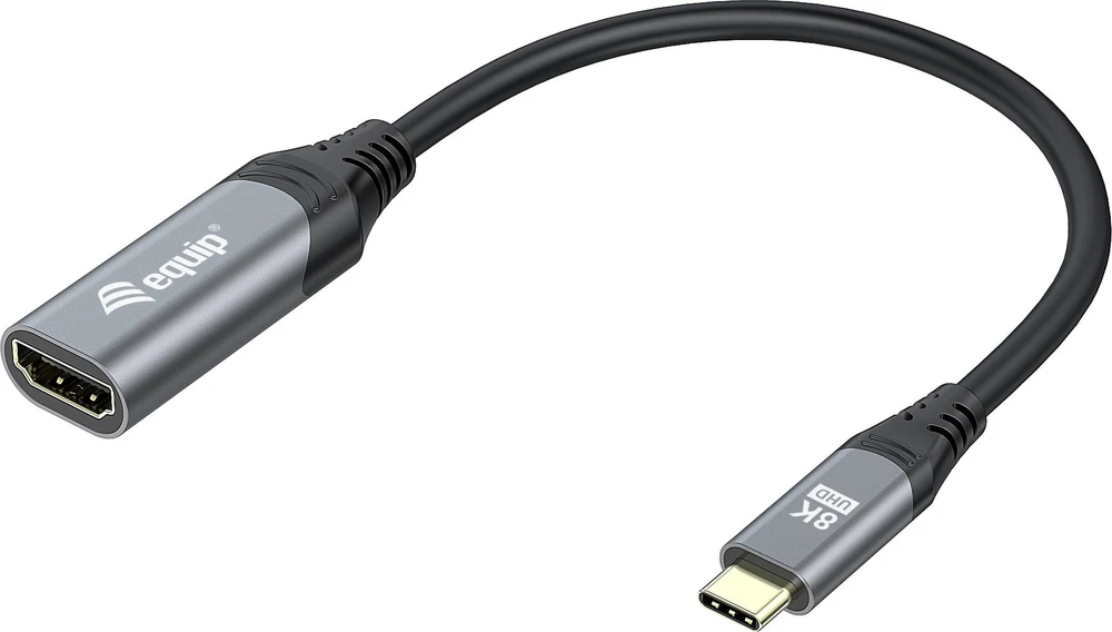 Equip 133492 vaizdo kabelio adapteris 0,15 m C tipo USB HDMI Juoda, Pilka