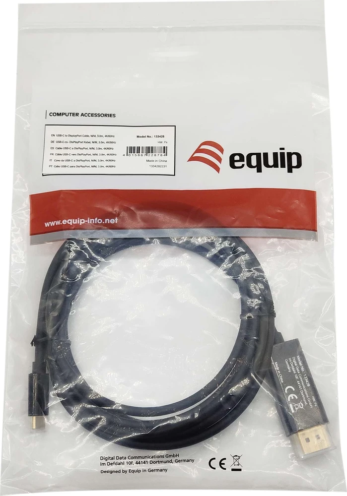 Equip Adapteris AV įranga Įranga Adapteris USB-C -> DisplayPort 4K60Hz 3,00m sw