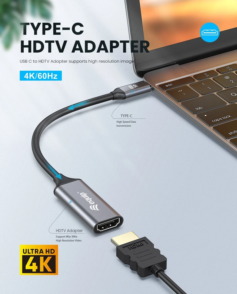 Adapteris AV Equip Equip Adapteris USB-C -> HDMI 2.0 4K60Hz 0.15m gr