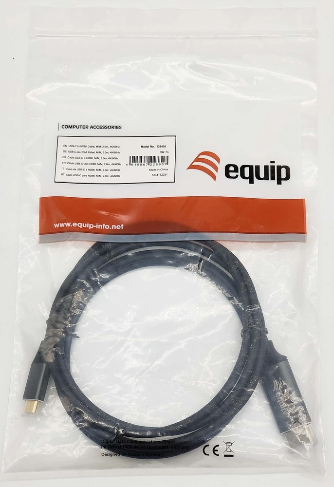 Equip Adapteris AV Įranga Įranga Adapteris USB-C -> HDMI 4K60Hz 2,00m sw