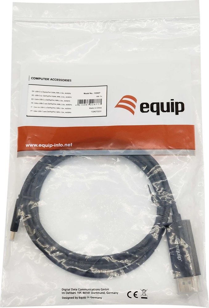 Equip Adapteris AV įranga Įranga Adapteris USB-C -> DisplayPort 4K60Hz 2,00m sw