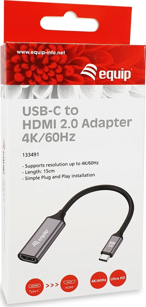 Adapteris AV Equip Equip Adapteris USB-C -> HDMI 2.0 4K60Hz 0.15m gr