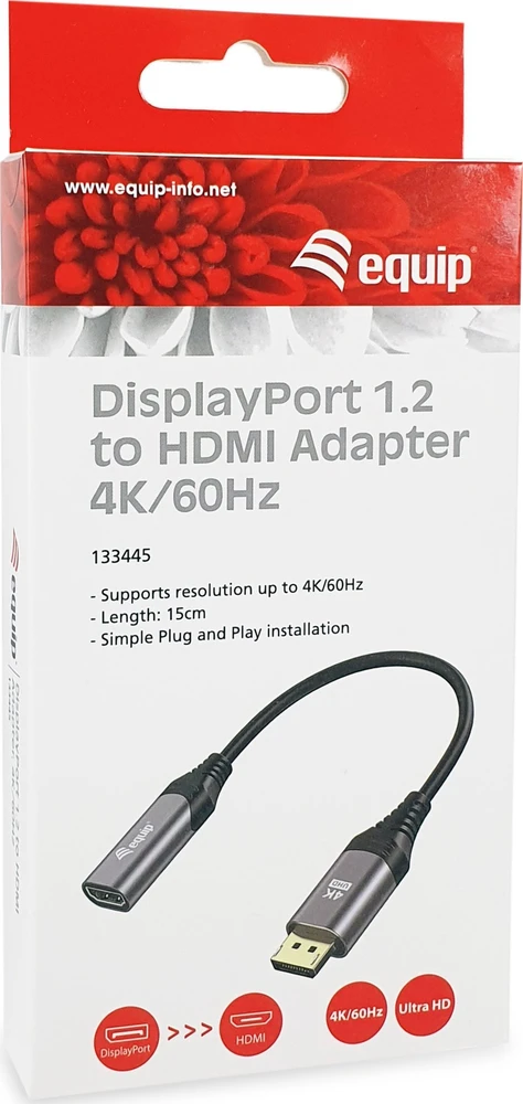 Adapteris AV Equip Equip Displayport->HDMI Adapteris 1.2 St/Bu 4K/60Hz grau