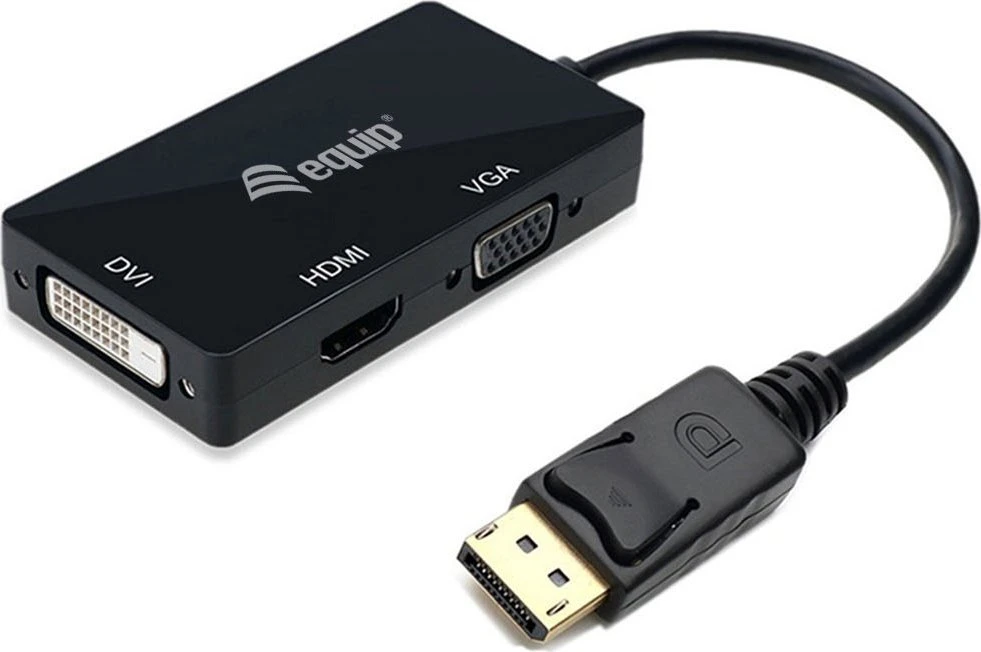 Adapteris AV Equip Equip Displayport->HDMI/VGA/DVI Adapteris St/Bu juodas