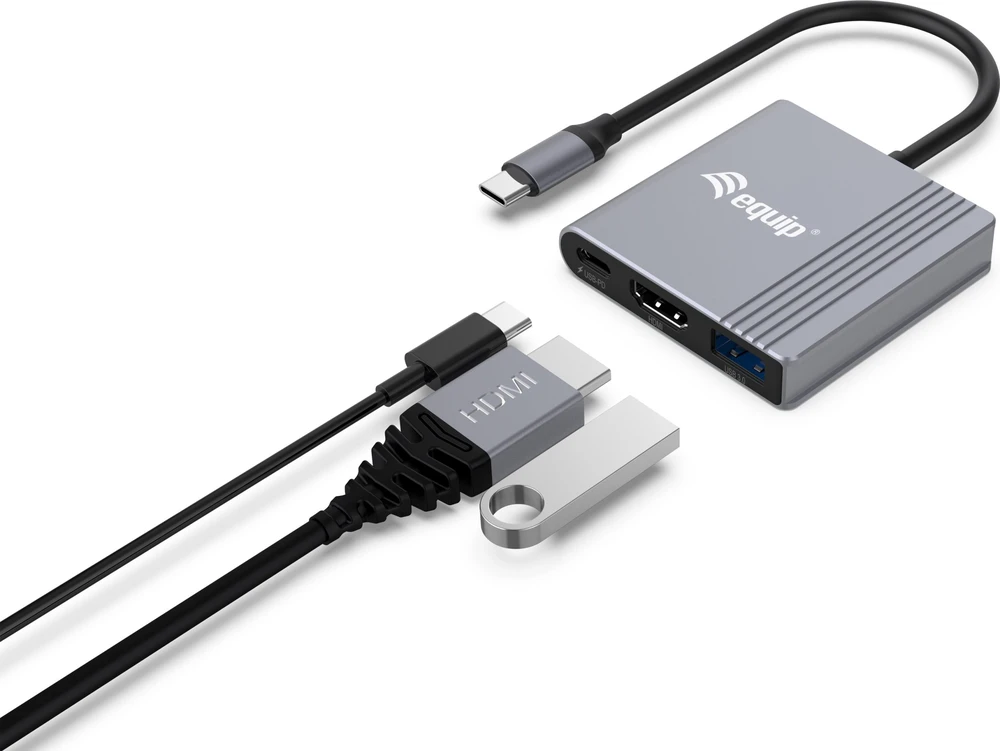 Adapteris AV Equip Equip Dock USB-C->HDMI,USB3.0,100WPD 4K60Hz 0.15m gr