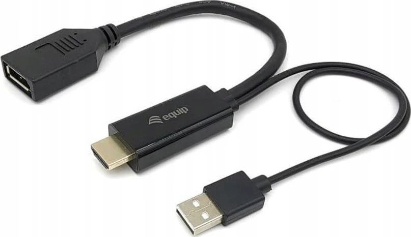 Equip HDMI į DisplayPort adapteris su USB maitinimo laidu