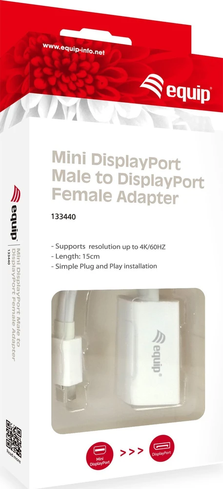 Adapteris AV Equip Equip Mini DisplayPort->DisplayPort Adapteris St/Bu 4K/60Hz ws