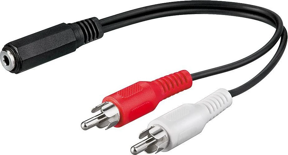 3,5 mm moteriškas į 2x RCA vyrišką garso adapteris