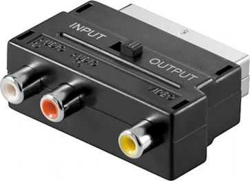 Juodas Scart į RCA adapteris su jungikliu