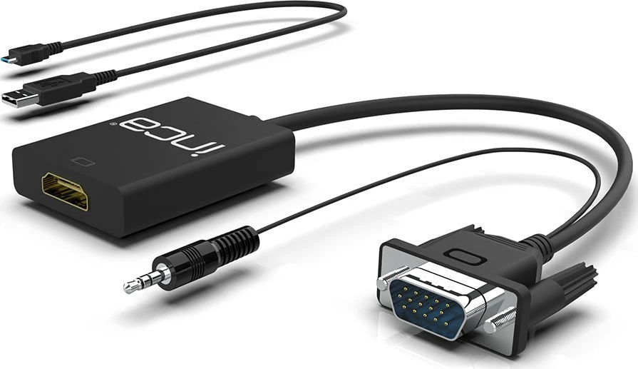 Inca VGA į HDMI adapteris su USB ir garso jungtimis