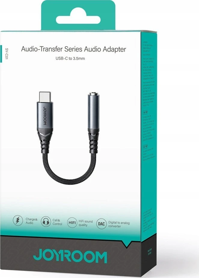 Garso adapteris Joyroom SY-C01 Type-C iki 3.5 mm (juodas)