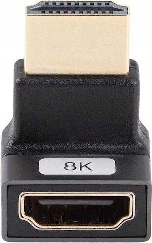 LANBERG adapter HDMI - HDMI M/F 8K kątowy góra aliuminio sidabrinė