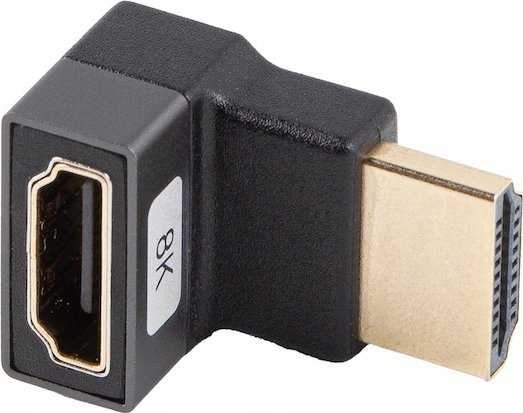 LANBERG adapter HDMI - HDMI M/F 8K kątowy góra aliuminio sidabrinė