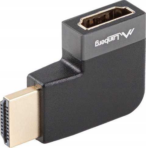 LANBERG adapteris HDMI - HDMI M/F 8K kampinis į kairę aliuminio sidabrinė