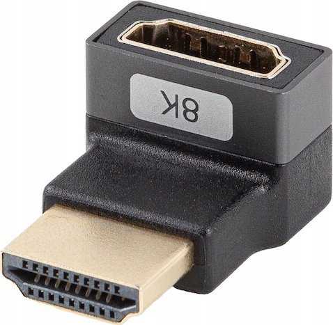 LANBERG adapter HDMI - HDMI M/F 8K kątowy góra aliuminio sidabrinė