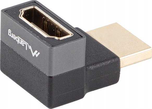 LANBERG adapter HDMI - HDMI M/F 8K kątowy góra aliuminio sidabrinė